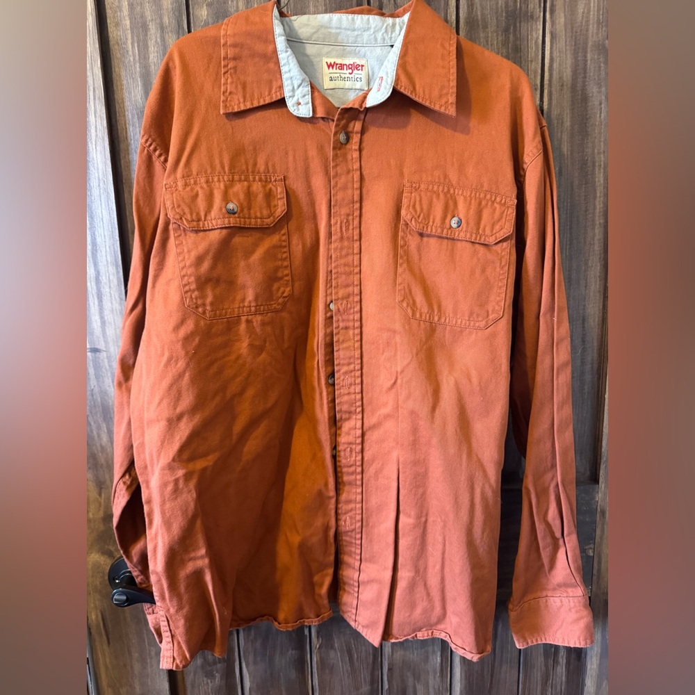 Mens Wrangler Shirt Size Large Texas Orange